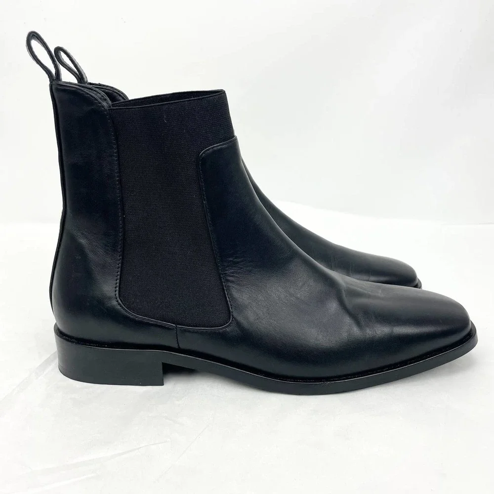 Everlane Womens The Italian Leather Square Toe Chelsea Boot Size 6.5 Black NWOB - Picture 6 of 12